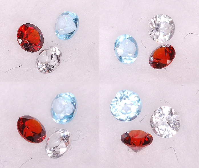 3pcs 3.00mm Sampler GarnetTopaz/Sapphire